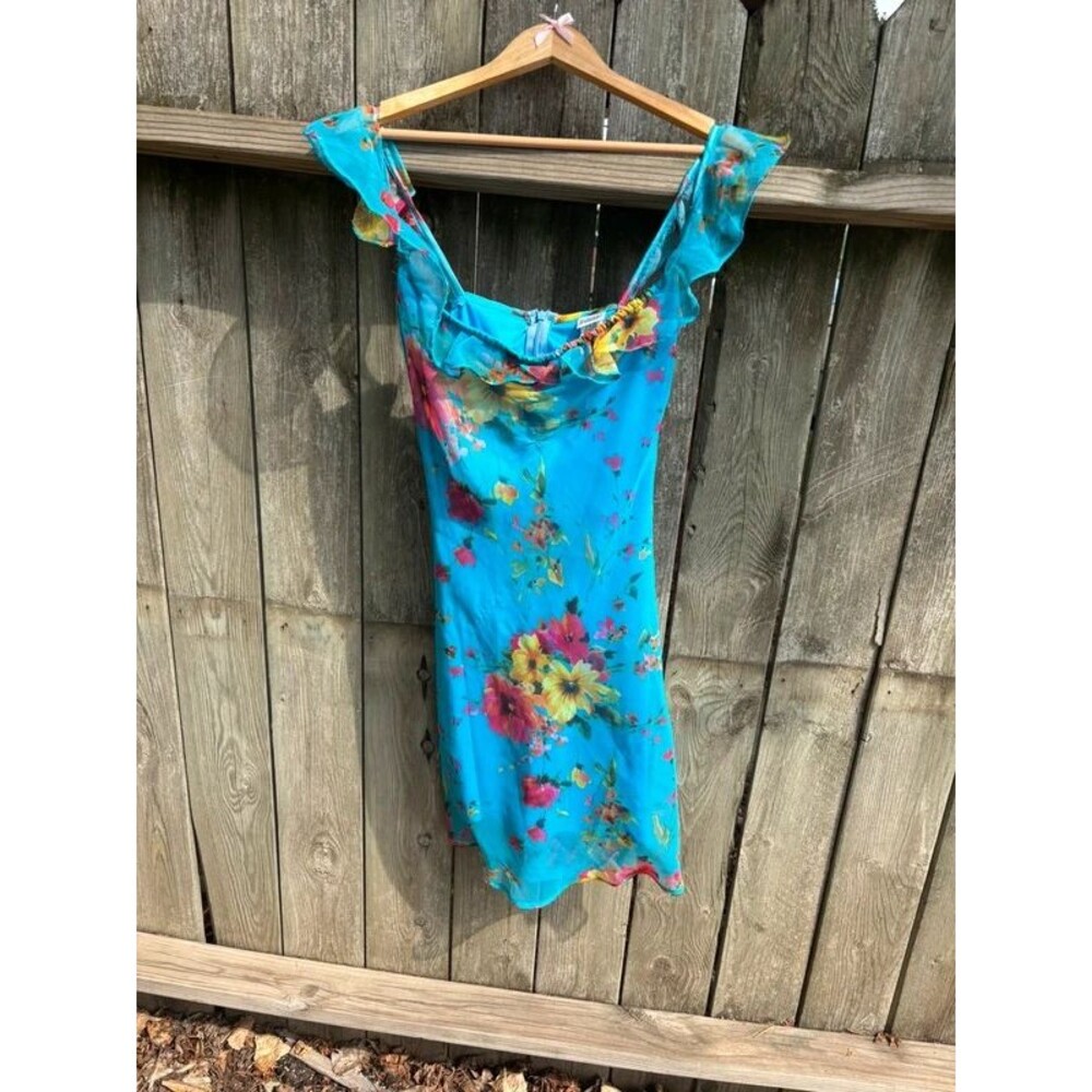 Vintage blue floral dress size xs Fredrick’s of Hollywood